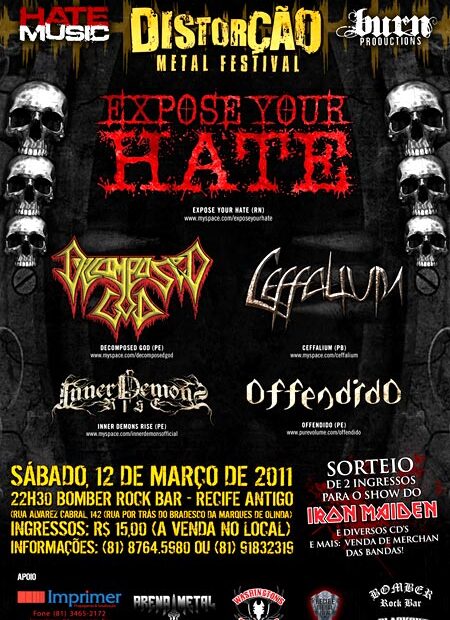 Distorção Metal Festival no Bomber com Decomposed God, IDR e Expose Your Hate