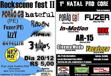 Cartazes dos dois shows da Fuzer e Porão GB